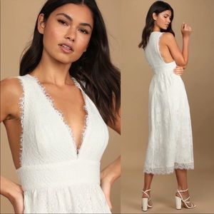 Lulu’s White Lace Midi Dress
